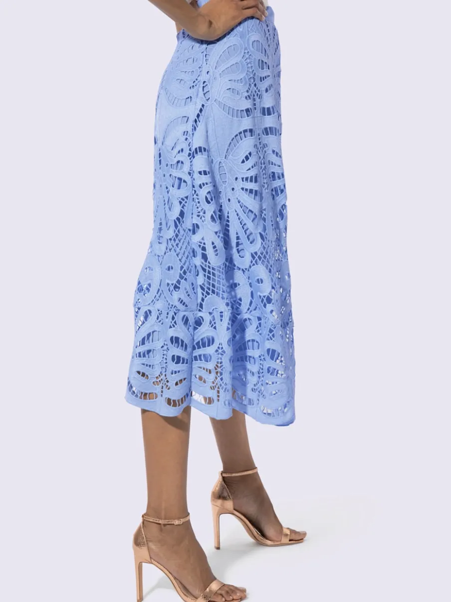 Jupe en dentelle avec finition arrondie et doublure en viscose