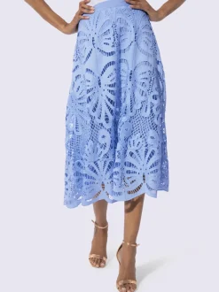 Jupe en dentelle avec finition arrondie et doublure en viscose