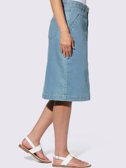 Jupe en jean avec ceinture et détails brillants faits-main
