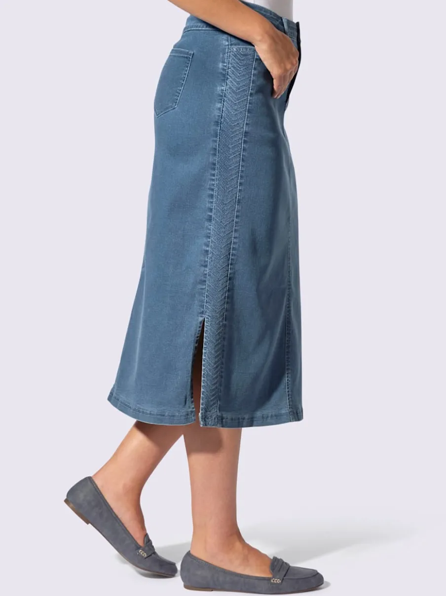 Jupe en jean avec ceinture fermeture et dentelle