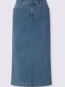Jupe en jean avec ceinture fermeture et dentelle