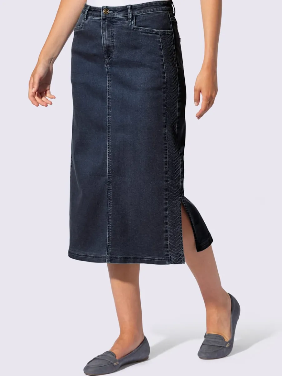 Jupe en jean avec ceinture fermeture et dentelle