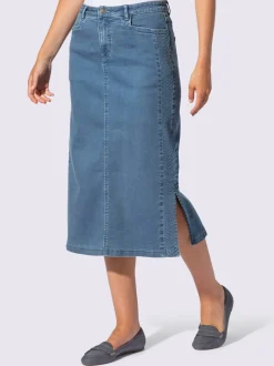 Jupe en jean avec ceinture fermeture et dentelle