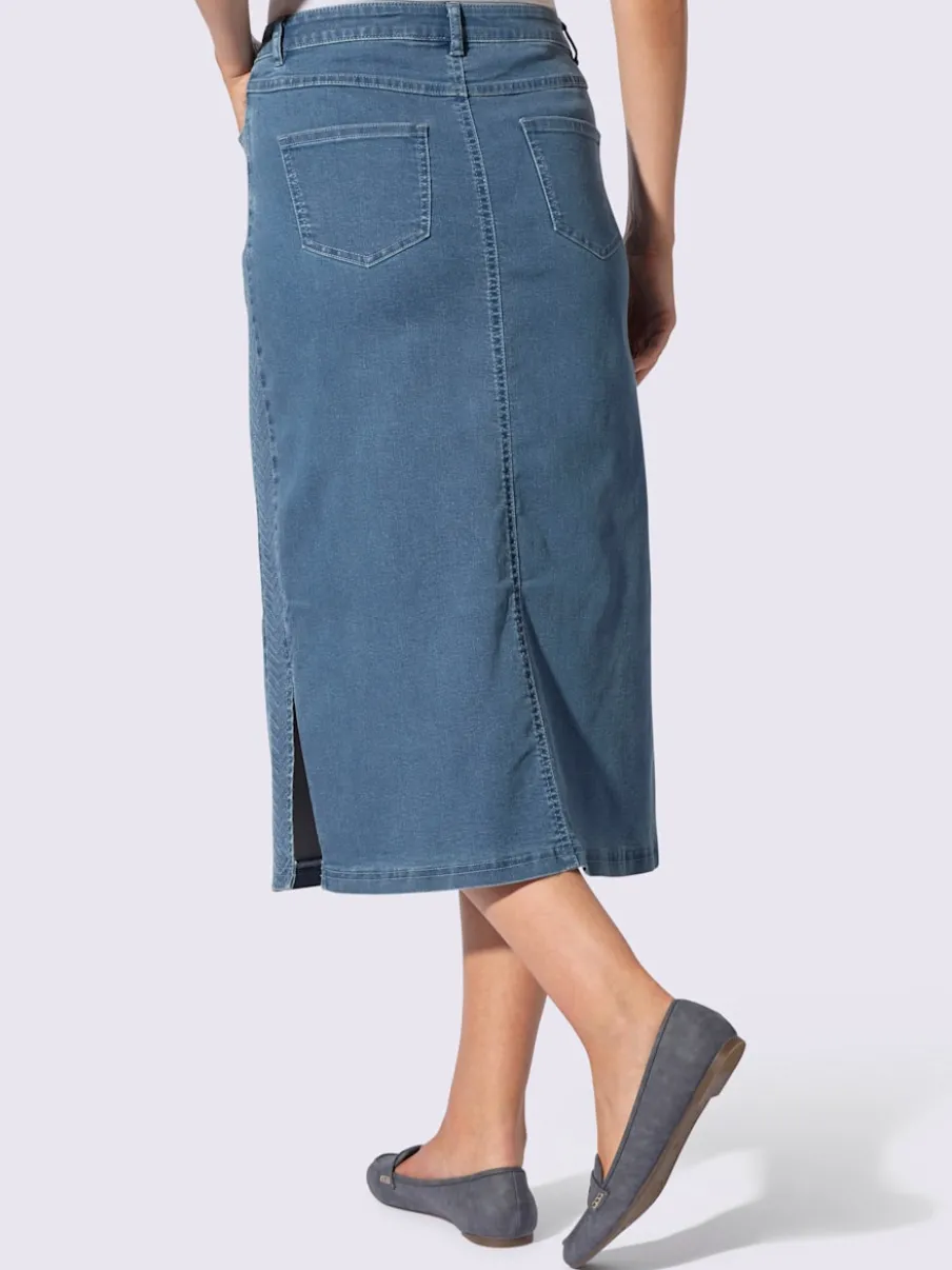 Jupe en jean avec ceinture fermeture et dentelle