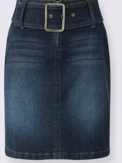 Jupe en jean avec ceinture intégrée et zip.