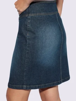 Jupe en jean avec ceinture intégrée et zip.