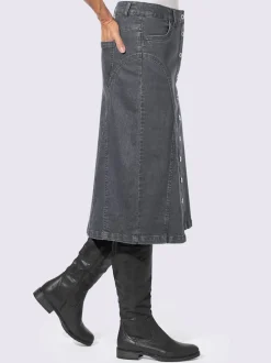 Jupe en jean avec poches et patte de boutonnage