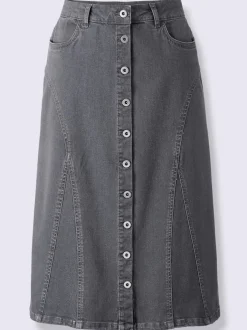 Jupe en jean avec poches et patte de boutonnage