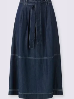 Jupe en jean coupe évasée avec poches latérales