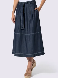 Jupe en jean coupe évasée avec poches latérales