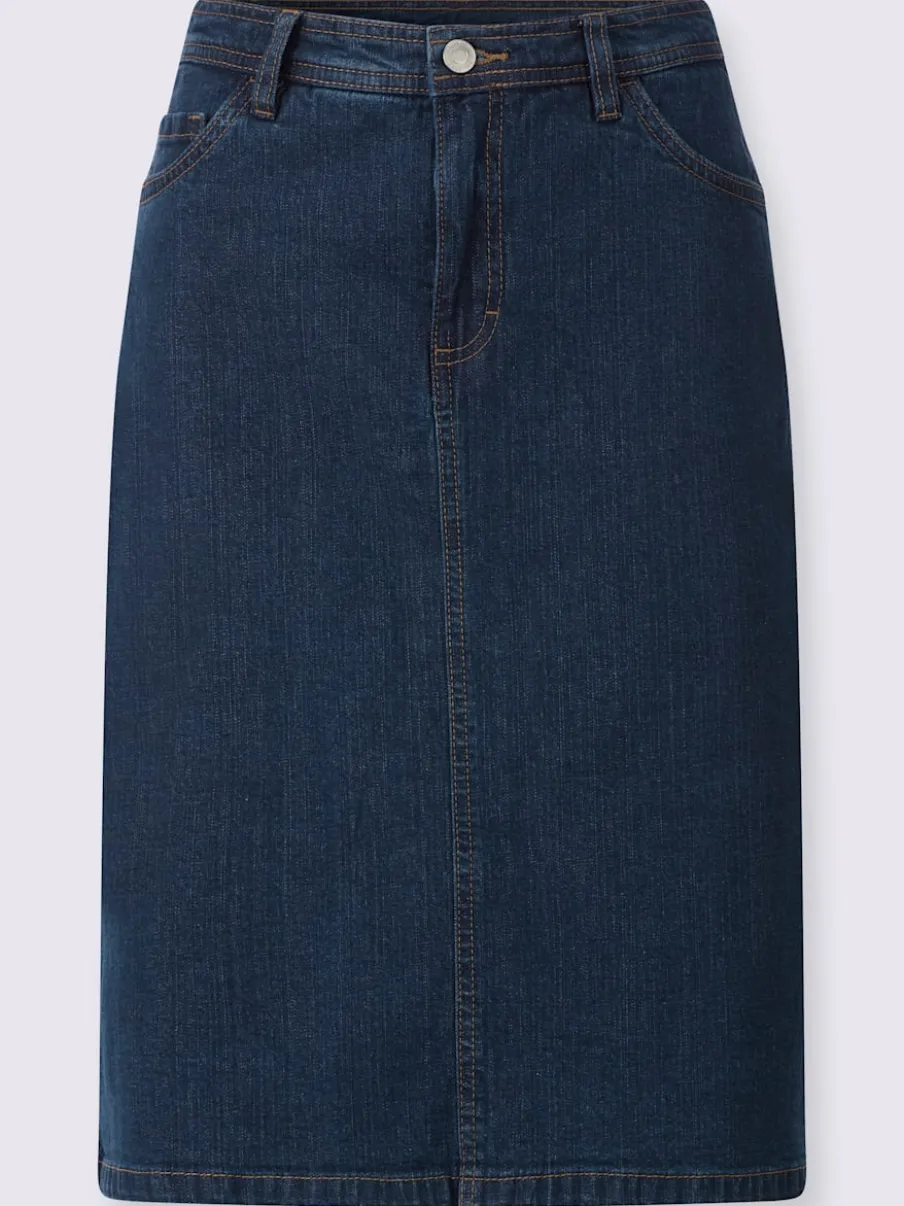 Jupe en jean à fente au dos et coupe cinq poches