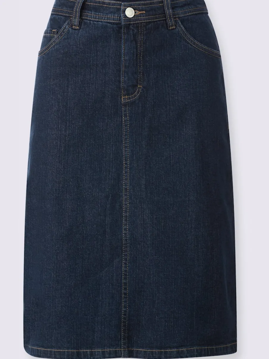 Jupe en jean à fente au dos et coupe cinq poches