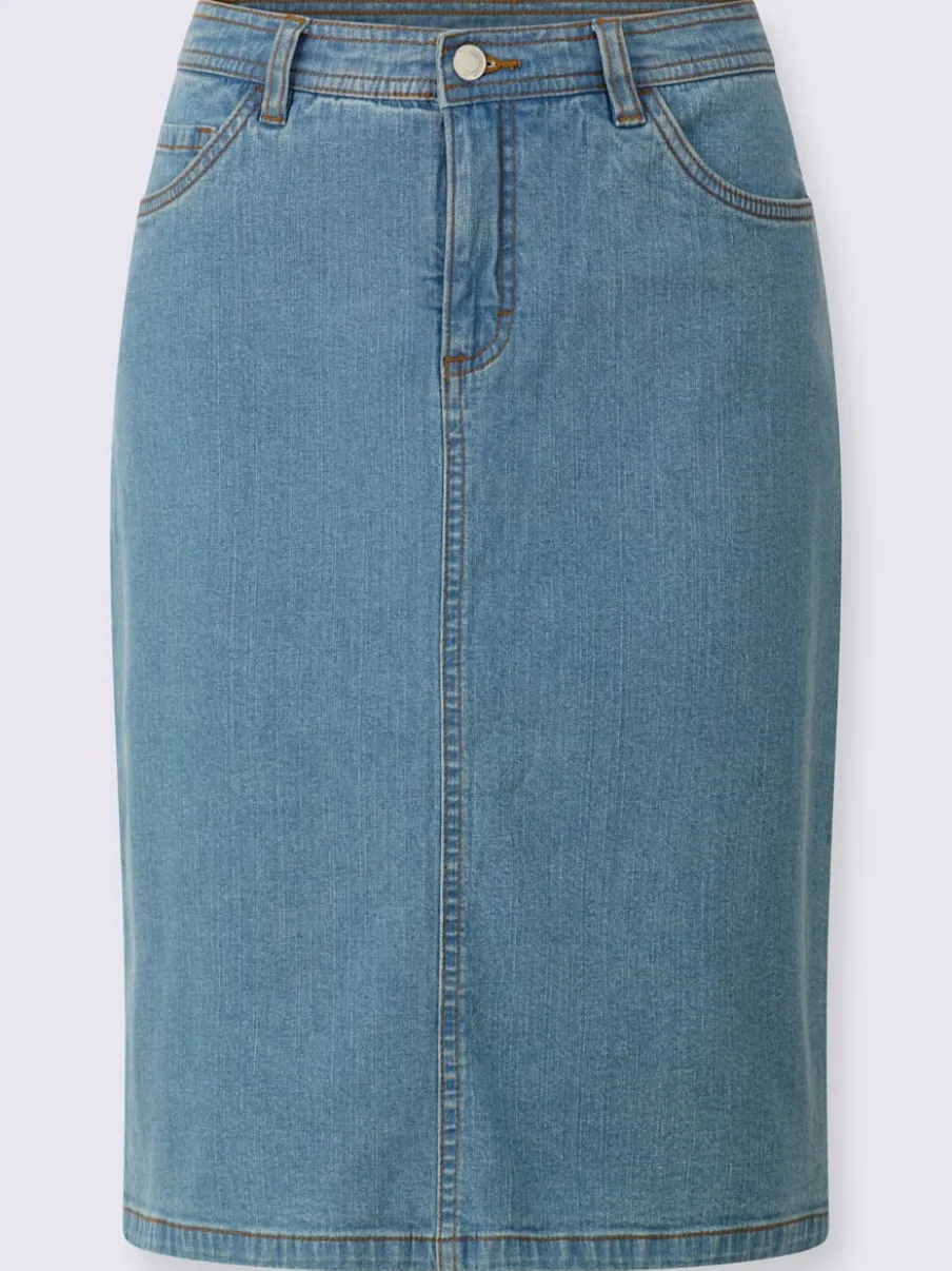 Jupe en jean à fente au dos et coupe cinq poches