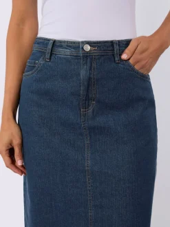 Jupe en jean à fente au dos et coupe cinq poches
