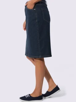Jupe en jean à fente au dos et coupe cinq poches
