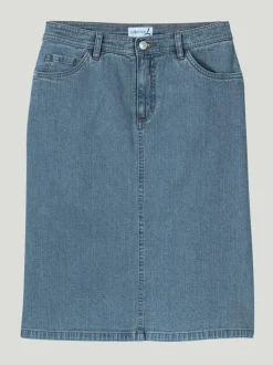 Jupe en jean à fente au dos et coupe cinq poches