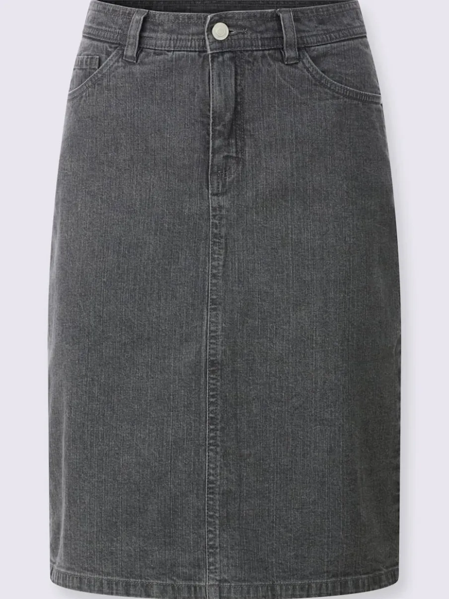 Jupe en jean à fente au dos et coupe cinq poches