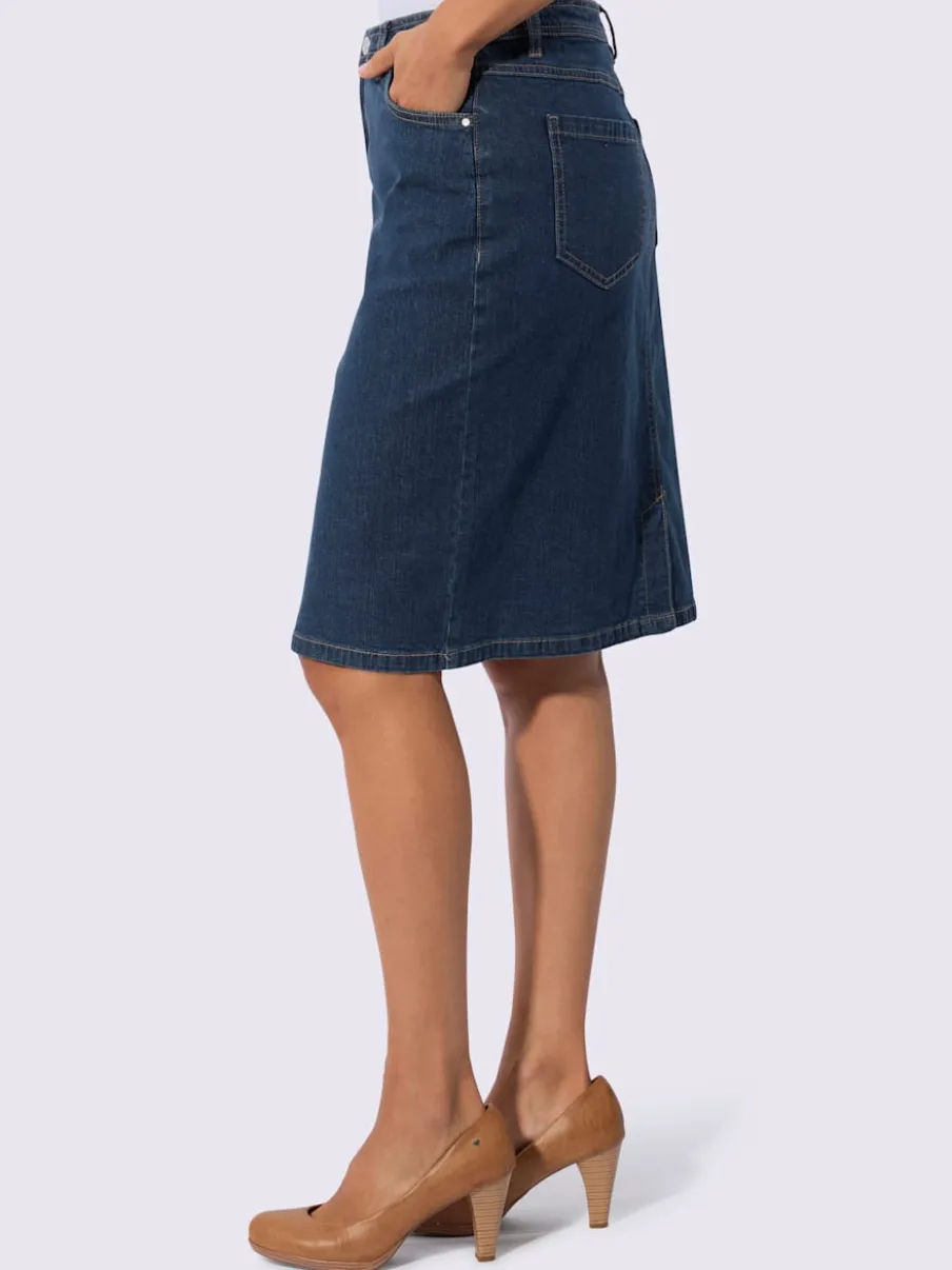 Jupe en jean à fente au dos et coupe cinq poches