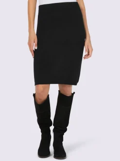 Jupe en tricot avec ceinture élastique et finition côtelée