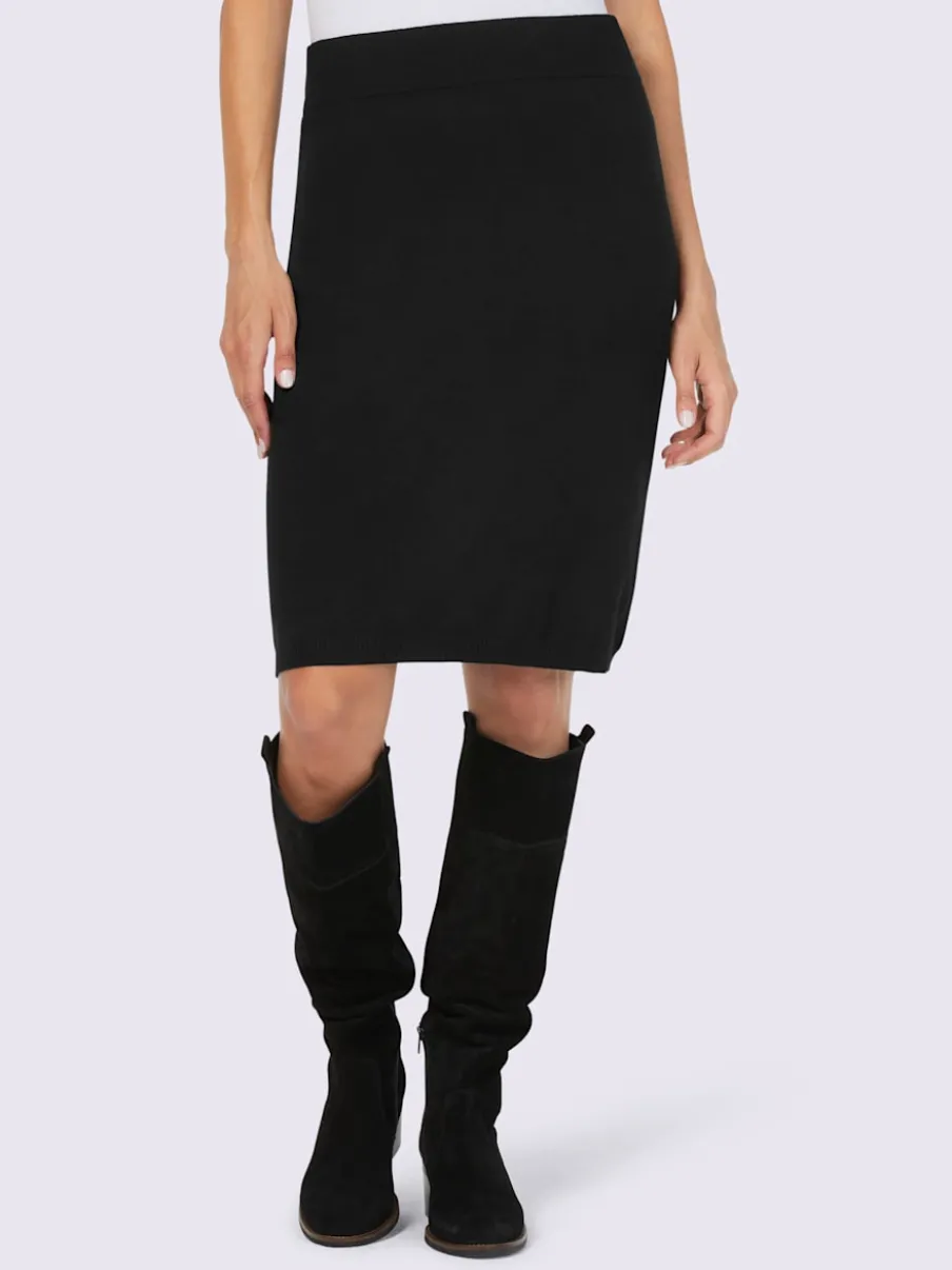 Jupe en tricot avec ceinture élastique et finition côtelée
