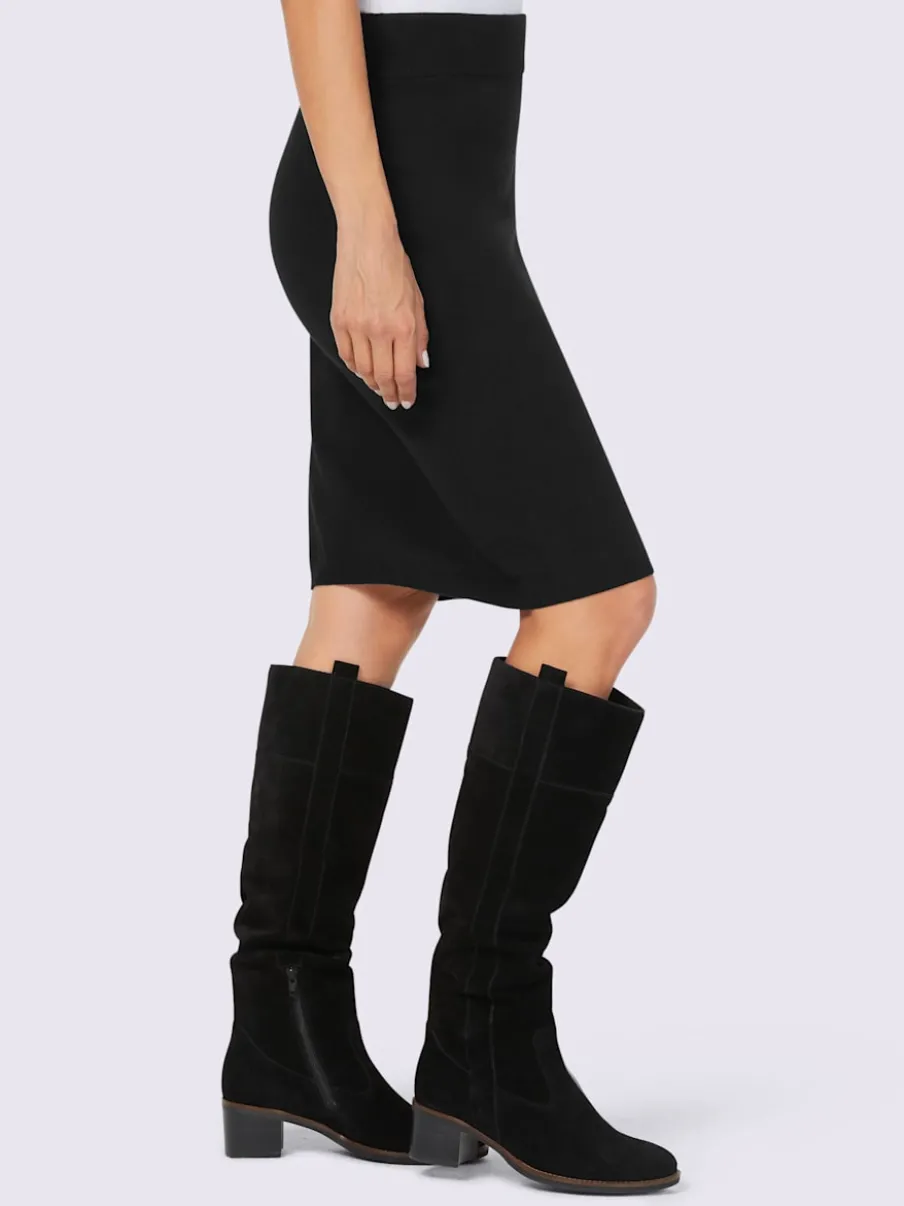 Jupe en tricot avec ceinture élastique et finition côtelée