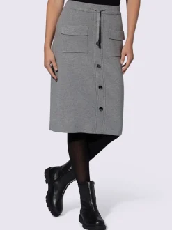 Jupe en tricot avec ceinture élastique et boutons décoratifs
