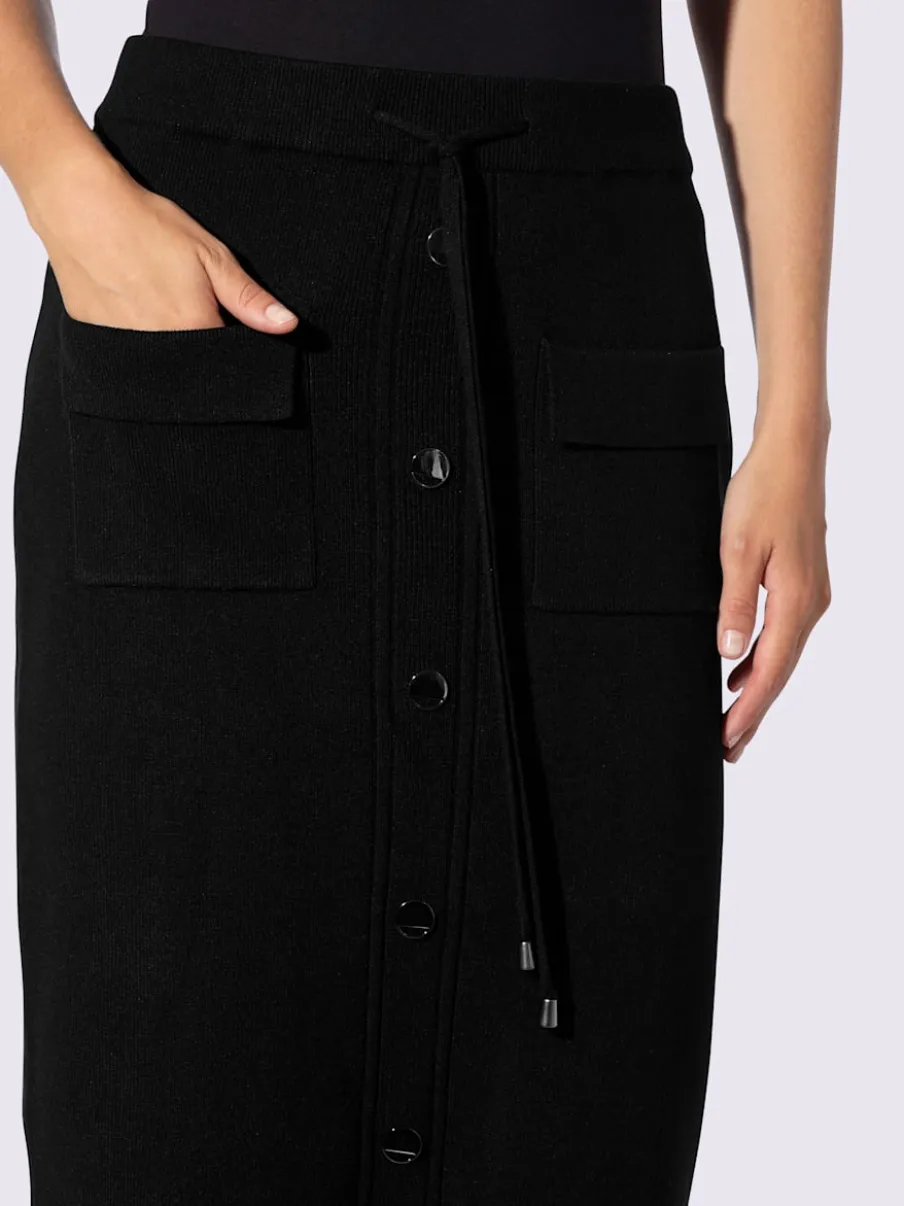 Jupe en tricot avec ceinture élastique et boutons décoratifs