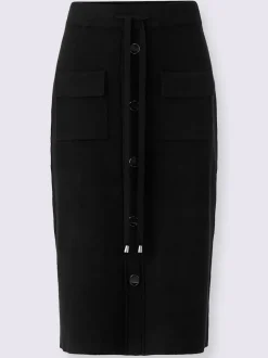Jupe en tricot avec ceinture élastique et boutons décoratifs