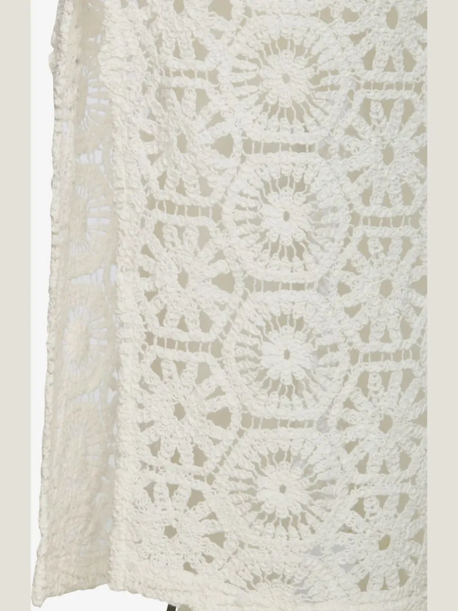 Jupe en tricot de plage avec ceinture élastique et motifs ajourés