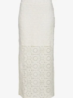 Jupe en tricot de plage avec ceinture élastique et motifs ajourés