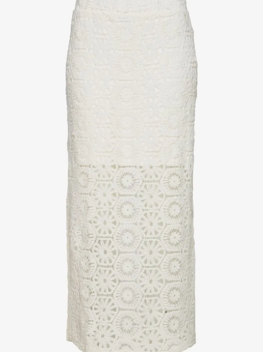 Jupe en tricot de plage avec ceinture élastique et motifs ajourés