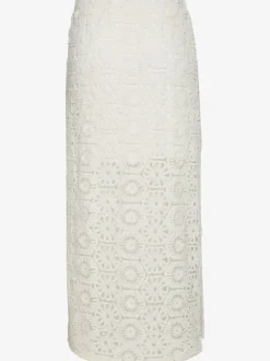 Jupe en tricot de plage avec ceinture élastique et motifs ajourés