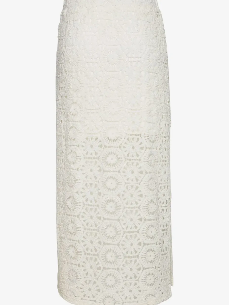 Jupe en tricot de plage avec ceinture élastique et motifs ajourés