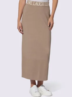 Jupe en tricot doux avec ceinture élastique inscription