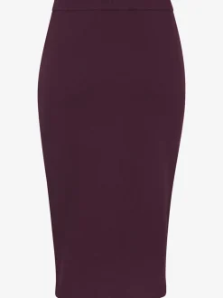 Jupe en tricot midi à bords-côtes avec ceinture élastique