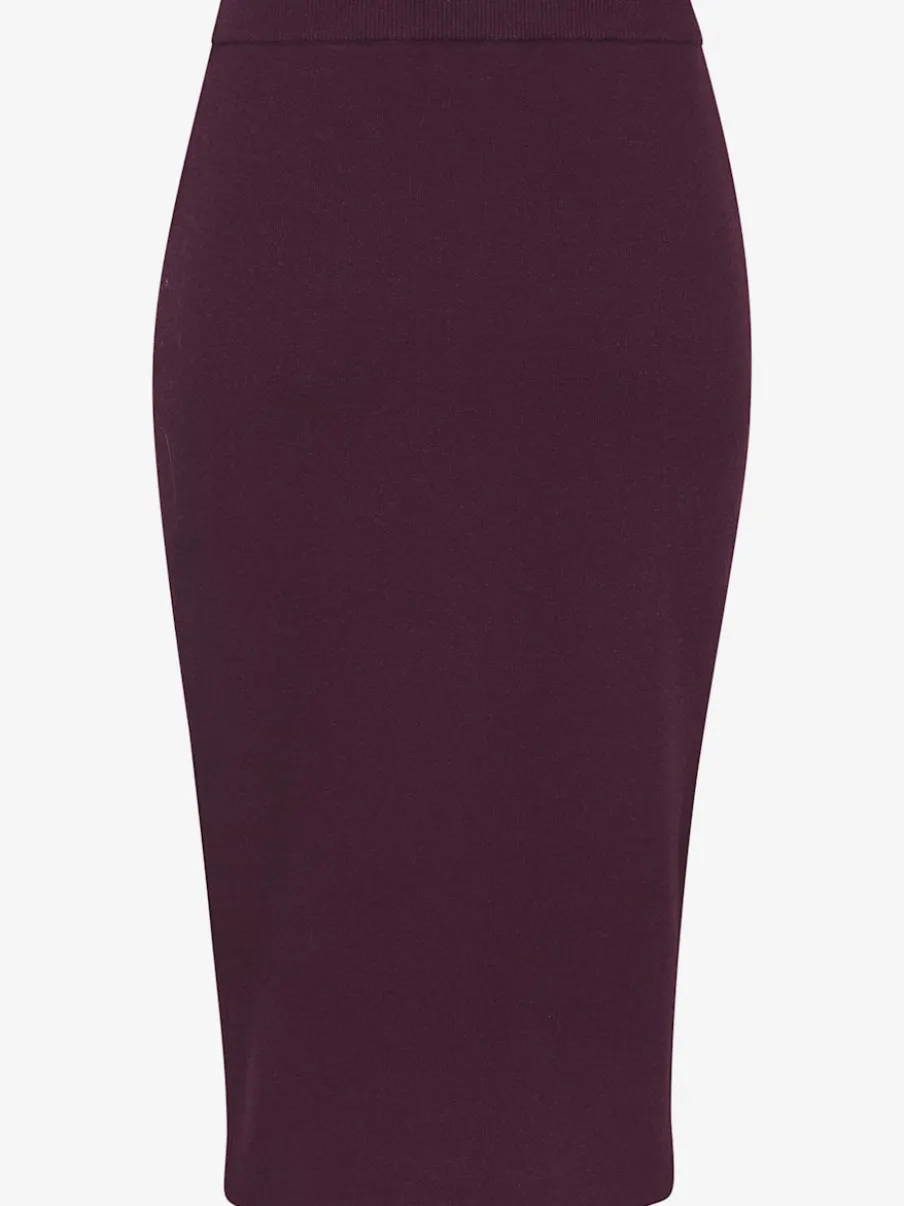 Jupe en tricot midi à bords-côtes avec ceinture élastique