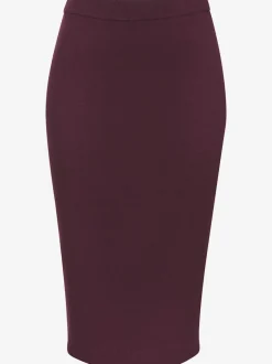 Jupe en tricot midi à bords-côtes avec ceinture élastique