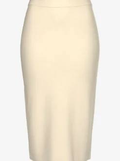 Jupe en tricot midi à bords-côtes avec ceinture élastique