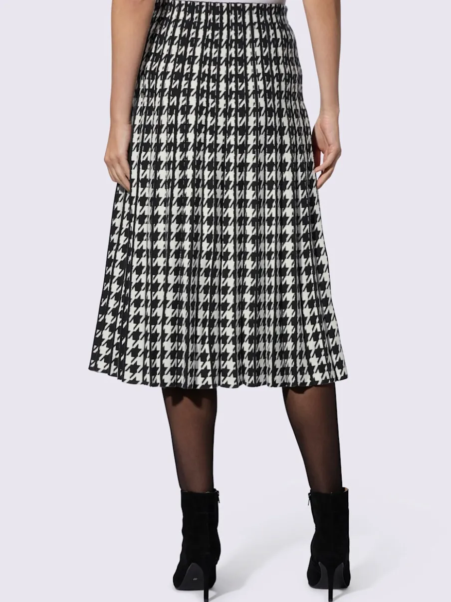 Jupe en tricot à motif pied-de-poule classique élastique