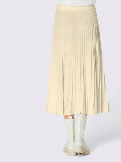 Jupe en tricot plissé avec taille ajustée et élastique confortable