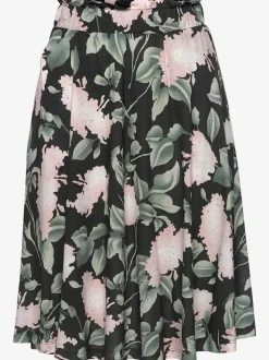 Jupe estivale à taille haute avec ceinture élastique fleurs