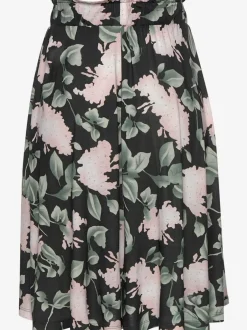 Jupe estivale à taille haute avec ceinture élastique fleurs