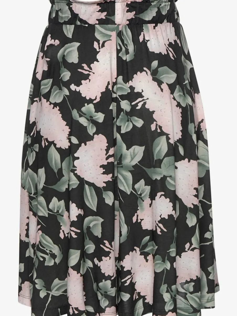 Jupe estivale à taille haute avec ceinture élastique fleurs