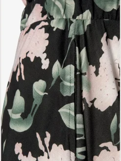 Jupe estivale à taille haute avec ceinture élastique fleurs