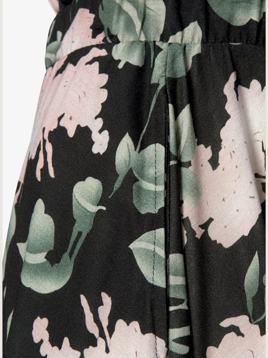 Jupe estivale à taille haute avec ceinture élastique fleurs
