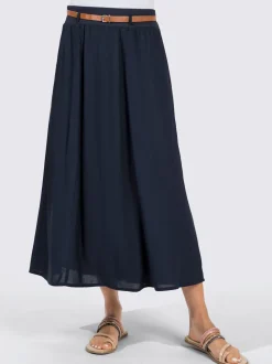 Jupe fluide en viscose avec ceinture élastique et poches