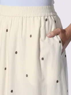 Jupe longue avec broderie florale et ceinture élastique