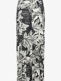 Jupe longue avec large ceinture élastique et impression florale