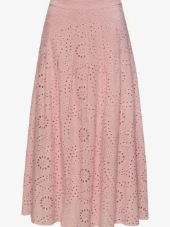 Jupe longue d'été à broderie ajourée avec plis flatteurs