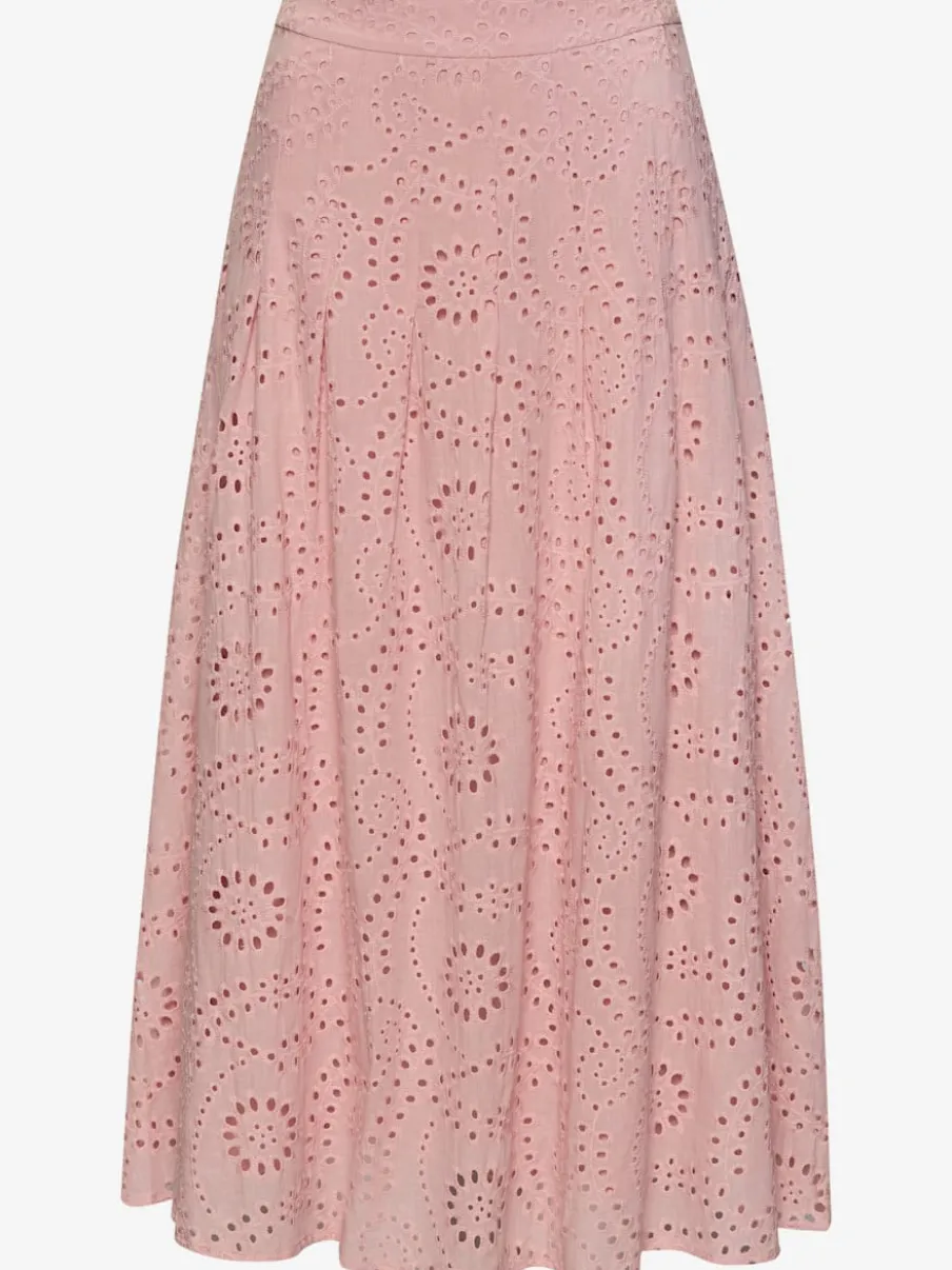 Jupe longue d'été à broderie ajourée avec plis flatteurs